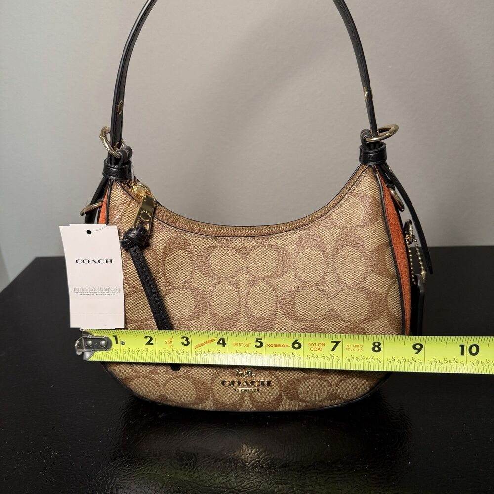 NWT Coach Signature Suede Kleo Hobo Shoulder Bag W/ Crossbody Strap Brown Logo - Picture 10 of 12